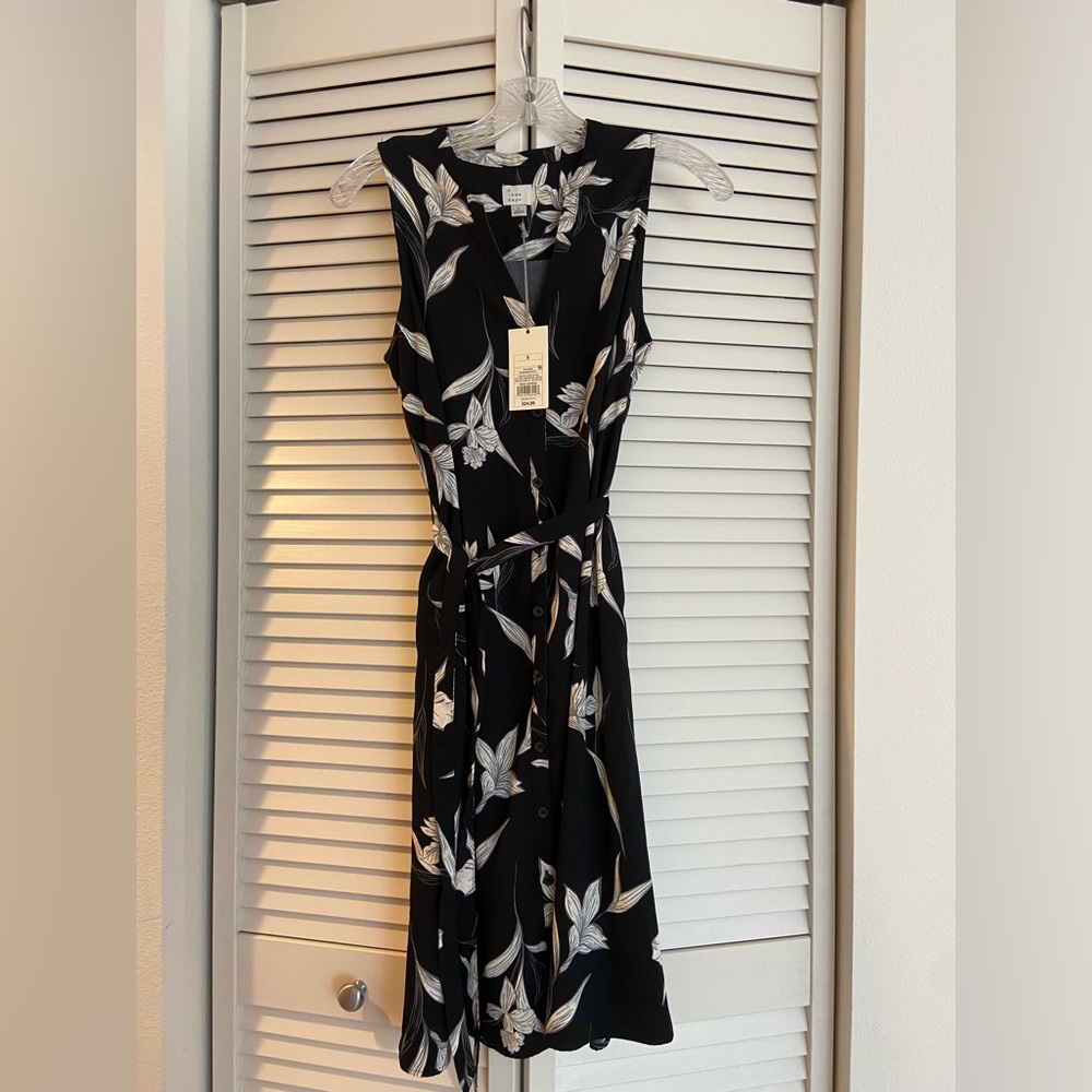 Black & White Floral Button Down Dress